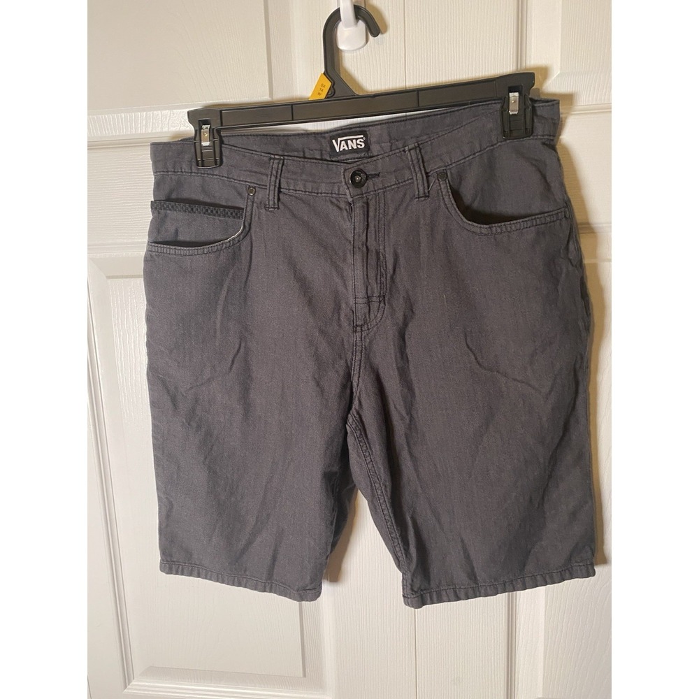 VANS Men's Gray Herringbone Chino‎ Shorts Cotton Button 5-Pocket Design